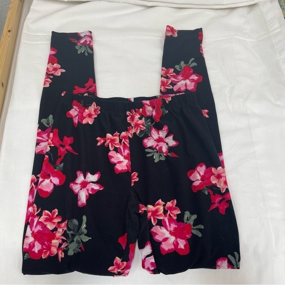 2 Pc No Boundaries Girls Juniors Small Leggings Pink Floral Lot School Play. - Picture 2 of 6